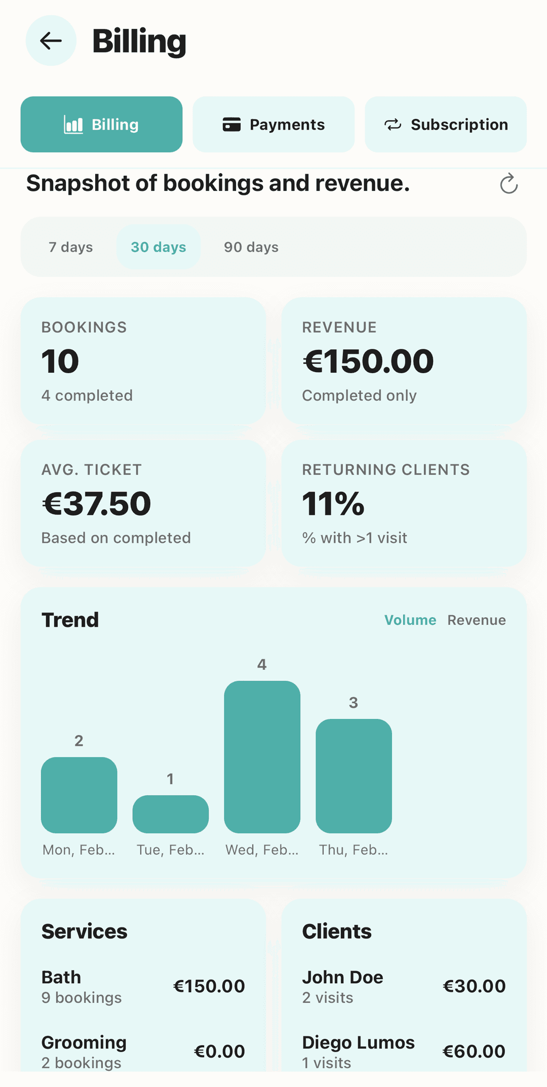 App - Resumo de faturação